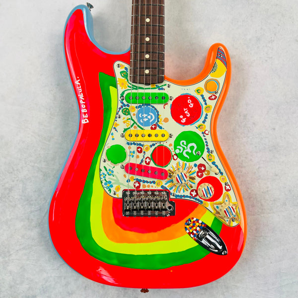 2022 Fender George Harrison Rocky Stratocaster Rosewood Fingerboard  Specs - Hand Painted Rocky Artwork Over Sonic Blue