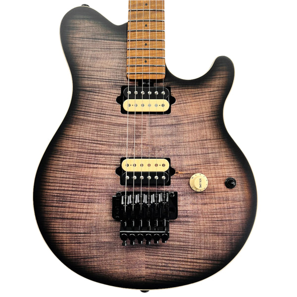 2025 Ernie Ball Music Man Axis Flame Top Specs - Charcoal Cloud