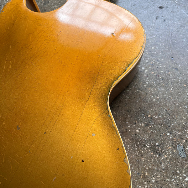 1956 Gibson ES-295 Hollow Body Vintage Electric Guitar All Gold with Fixed Arm Bigsby - 19