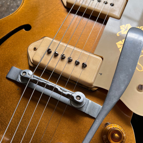 1956 Gibson ES-295 Hollow Body Vintage Electric Guitar All Gold with Fixed Arm Bigsby - 7