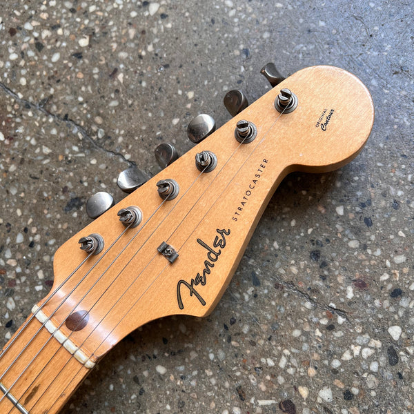 1957 Fender Stratocaster Non-Tremolo Hardtail Vintage Electric Guitar - 2-Tone Sunburst - 13