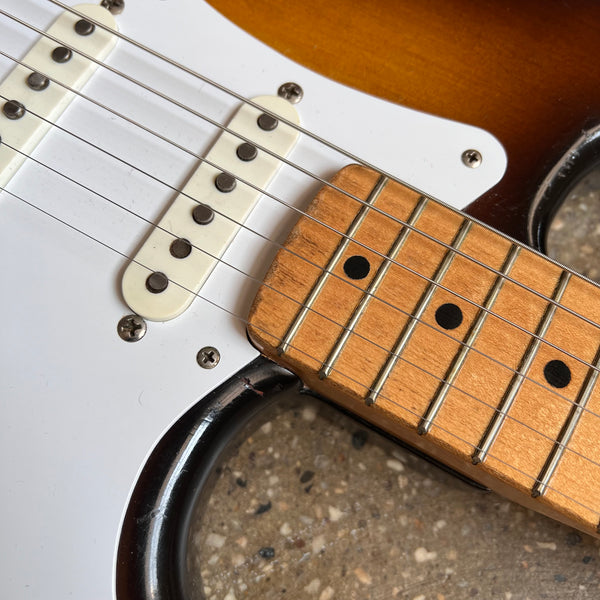 1957 Fender Stratocaster Non-Tremolo Hardtail Vintage Electric Guitar - 2-Tone Sunburst - 15