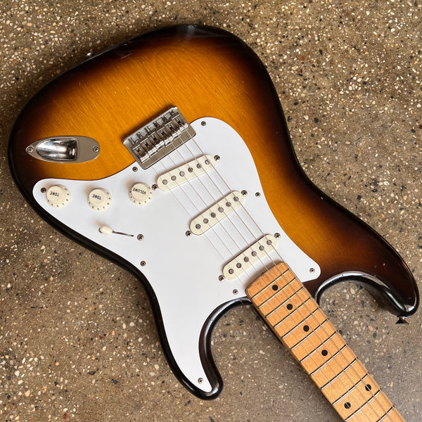 1957 Fender Stratocaster Non-Tremolo Hardtail Vintage Electric Guitar - 2-Tone Sunburst - 9