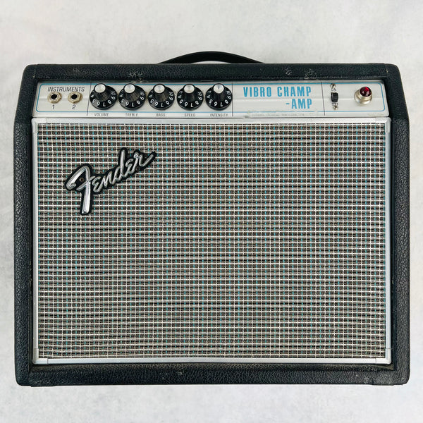 1968 Fender Vibro Champ Vintage Amplifier Drip Edge - Black - 1