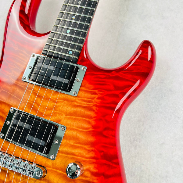 2000s Carvin DC127 Quilt Top Neck Through Body Electric Guitar with Matching Headstock - Cherry Sunburst - 9