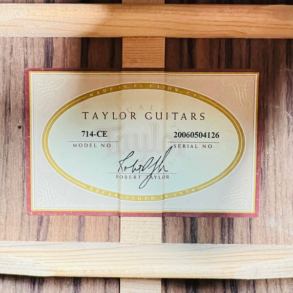 Taylor 714ce Cedar Top Grand Auditorium Acoustic-Electric 2006 - Natural - 8