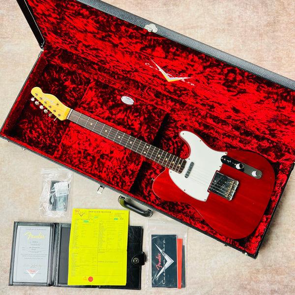 Fender Custom Shop 1963 Mahogany Telecaster Journeyman Relic 2020 - Crimson Transparent - 17