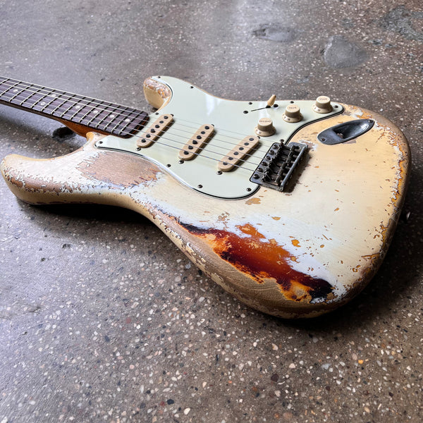 Fender Custom Shop '63 Stratocaster Heavy Relic Masterbuilt by Vincent van Trigt 2021 - Vintage White over 3-Tone Sunburst - 10