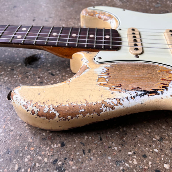 Fender Custom Shop '63 Stratocaster Heavy Relic Masterbuilt by Vincent van Trigt 2021 - Vintage White over 3-Tone Sunburst - 11