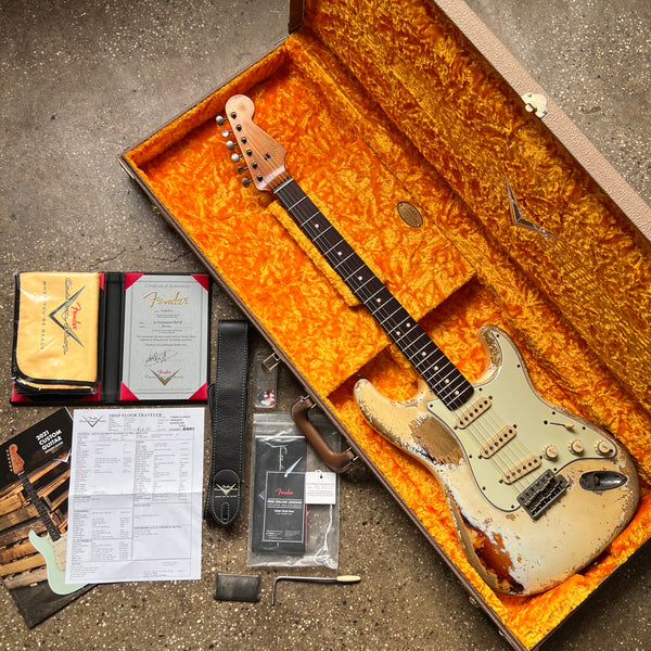 Fender Custom Shop '63 Stratocaster Heavy Relic Masterbuilt by Vincent van Trigt 2021 - Vintage White over 3-Tone Sunburst - 27