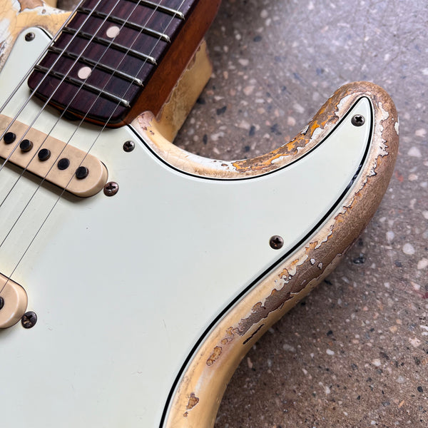 Fender Custom Shop '63 Stratocaster Heavy Relic Masterbuilt by Vincent van Trigt 2021 - Vintage White over 3-Tone Sunburst - 8