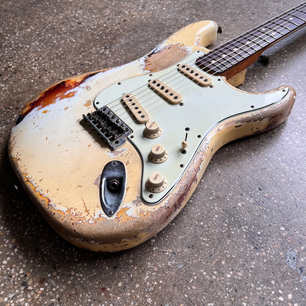 Fender Custom Shop '63 Stratocaster Heavy Relic Masterbuilt by Vincent van Trigt 2021 - Vintage White over 3-Tone Sunburst - 9