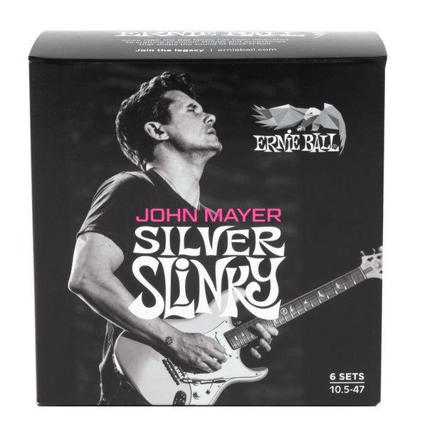 Ernie Ball John Mayer Silver Slinky Nickel Wound Electric Guitar Strings 6 Pack 10.5-47 Gauge P03817 - 1