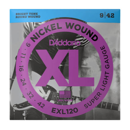 D'Addario EXL120 Nickel Wound Super Light Gauge 9-42 Electric Guitar Strings - 1