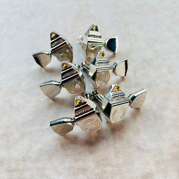 Kluson Vintage Diecast Series Sealfast Tuning Machine Set 3x3 - Nickel - 1