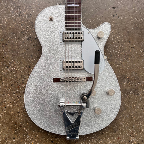 2021 Gretsch G6129T-89 Vintage Select '89 Sparkle Jet with Bigsby Specs - Silver Sparkle