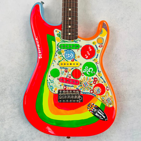 2022 Fender George Harrison Rocky Stratocaster Rosewood Fingerboard  Specs - Hand Painted Rocky Artwork Over Sonic Blue