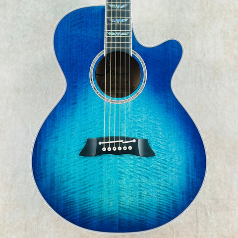 2023 Takamine TDP181AC SBB Specs - See-Through Blue Burst