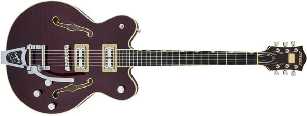 Gretsch G6609TFM Players Edition Broadkaster Center Block Double-Cut String-Thru Bigsby Flame Maple Dark Cherry Stain Specs