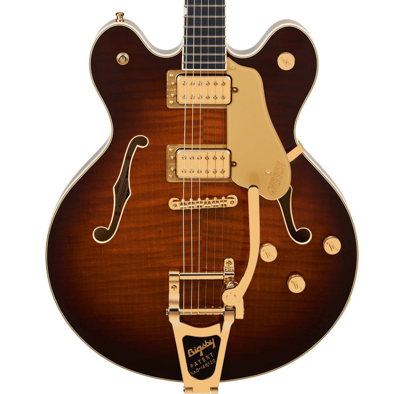 Gretsch Broadkaster LX Figured Center Block with String-Thru Bigsby and Gold Hardware - Havana Burst - 1