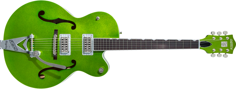 Gretsch G6120T-HR Brian Setzer Signature Hot Rod Hollow Body with Bigsby Rosewood Fingerboard Extreme Coolant Green Sparkle Specifications