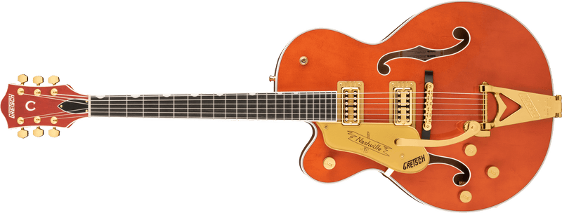 Gretsch G6120TG-LH Players Edition Nashville Hollow Body with String-Thru Bigsby and Gold Hardware Left-Handed Ebony Fingerboard Orange Stain Specifications