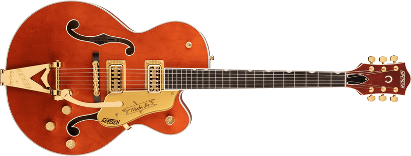 Gretsch G6120TG Players Edition Nashville Hollow Body with String-Thru Bigsby and Gold Hardware Ebony Fingerboard Orange Stain Specifications