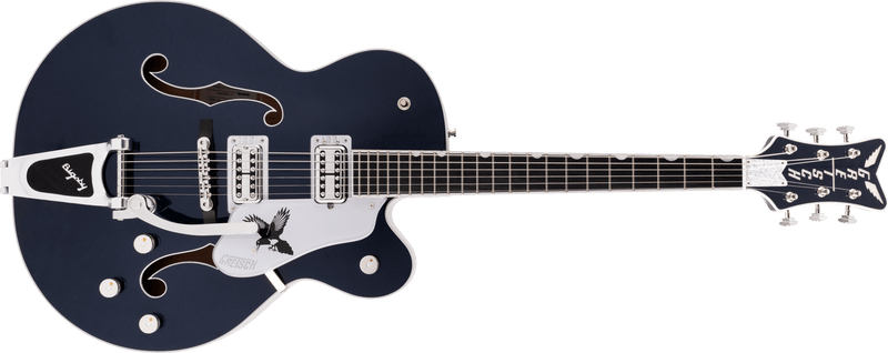 Gretsch G6136T-RR Rich Robinson Signature Magpie with Bigsby Ebony Fingerboard Raven's Breast Blue Specifications