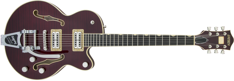 Gretsch G6659TFM Players Edition Broadkaster Jr. Center Block Single-Cut with String-Thru Bigsby and Flame Maple USA Full'Tron Pickups Dark Cherry Stain Specifications
