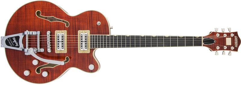 Gretsch G6659TFM Players Edition Broadkaster Jr. Center Block Single-Cut with String-Thru Bigsby and Flame Maple Ebony Fingerboard Bourbon Stain Specifications