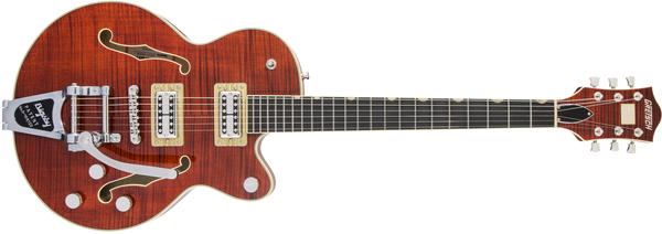 Gretsch G6659TFM Players Edition Broadkaster Jr. Center Block Single-Cut Bigsby Flame Maple Bourbon Stain Specs