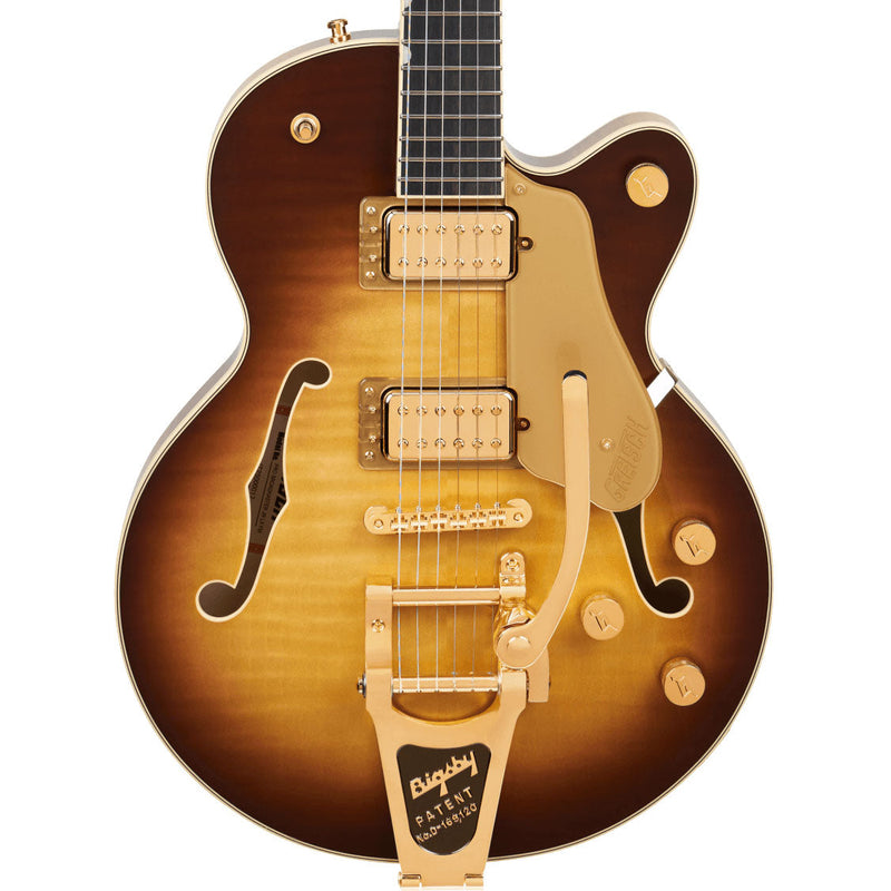 Gretsch Broadkaster Jr. LX Figured Center Block with String-Thru Bigsby and Gold Hardware - Caramel Dawn - 7