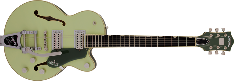 Gretsch G6659T Players Edition Broadkaster Jr. Center Block Single-Cut with String-Thru Bigsby USA Full'Tron Pickups Ebony Fingerboard Two-Tone Smoke Green Specifications