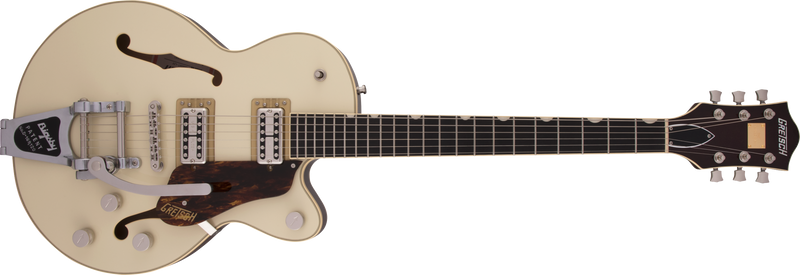 Gretsch G6659T Players Edition Broadkaster Jr. Center Block Single-Cut with String-Thru Bigsby USA Full'Tron Pickups Ebony Fingerboard Two-Tone Lotus Ivory/Walnut Stain Specifications