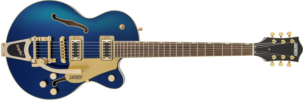 Gretsch G5655TG Electromatic Center Block Jr. Single-Cut Bigsby Gold Hardware Azure Metallic Specs