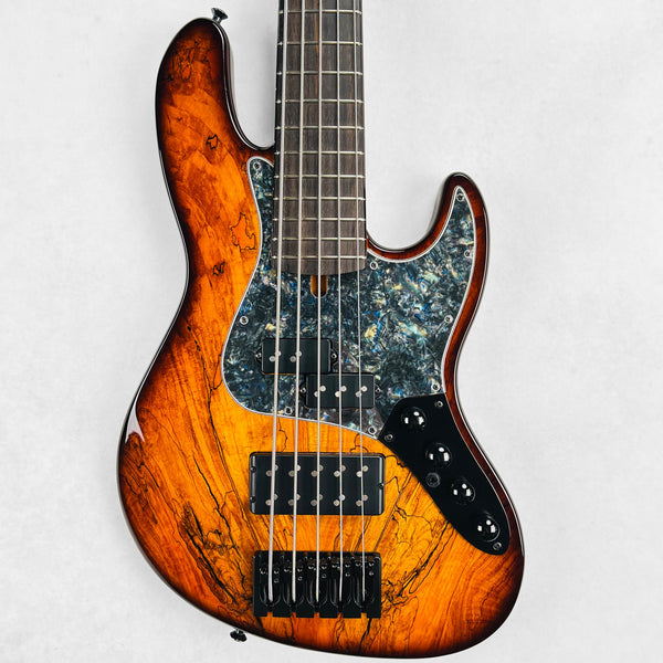 2025 Devon J5 Classic 22 Burl Top 5-String Bass Specs - Sunburst