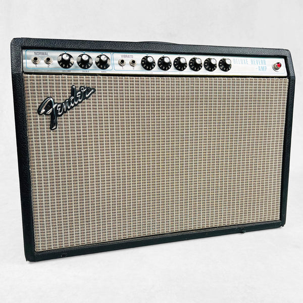 1976 Fender Deluxe Reverb Silver Panel 1x12" Combo Amplifier Specs - Black