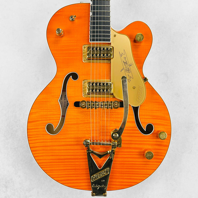 Gretsch G6120TM Chet Atkins Nashville Hollow Body Tiger Maple 2009 Orange Stain Specifications