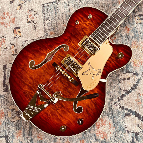 Gretsch Releases Limited Edition Quilt Maple Classic Falcon in Forge Glow