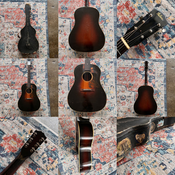 1934 Gibson Jumbo Sunburst Vintage Acoustic Guitar Collage