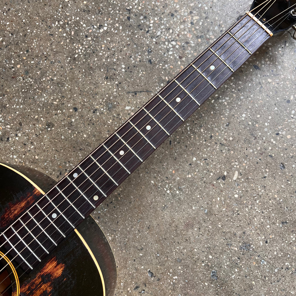 1934 Gibson Jumbo Flattop Vintage Acoustic Guitar - Sunburst - Fretboard