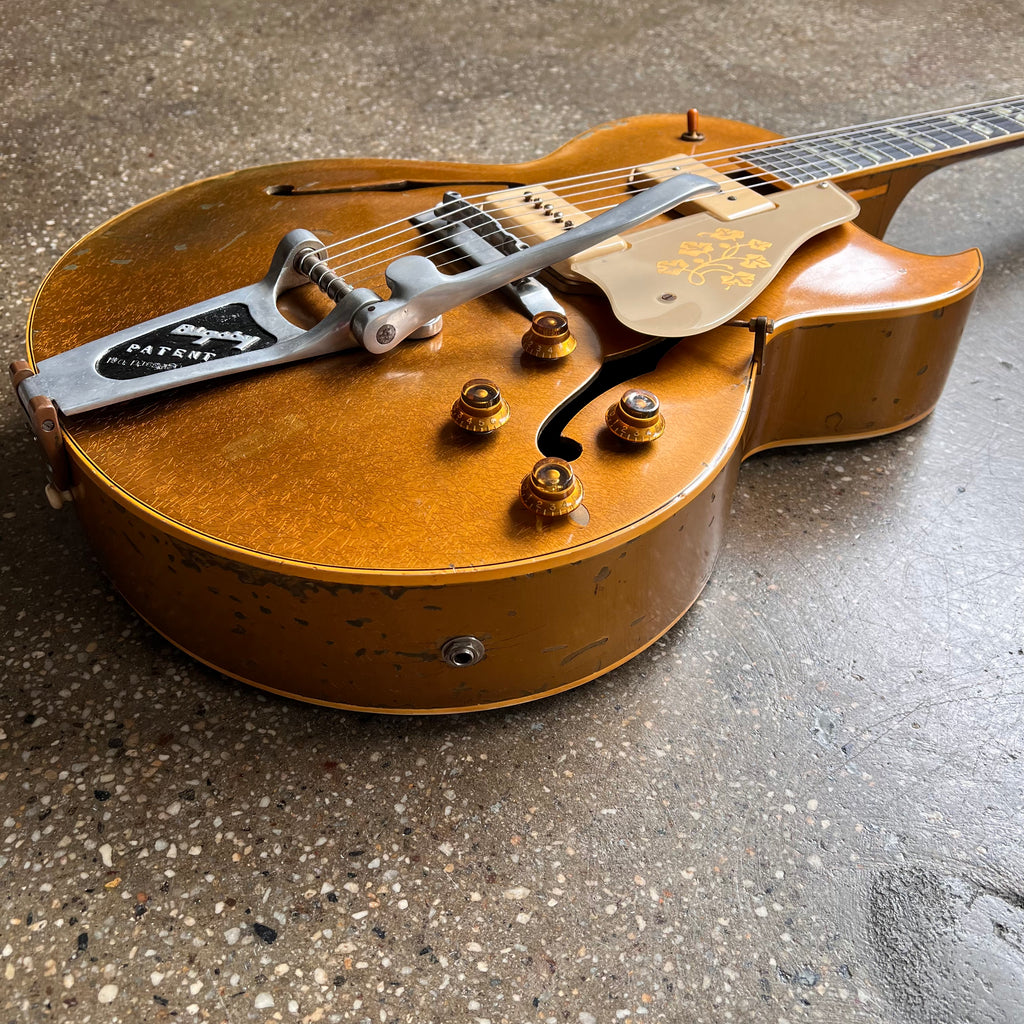 1956 Gibson ES-295 Hollow Body Vintage Electric Guitar All Gold with Fixed Arm Bigsby - 13
