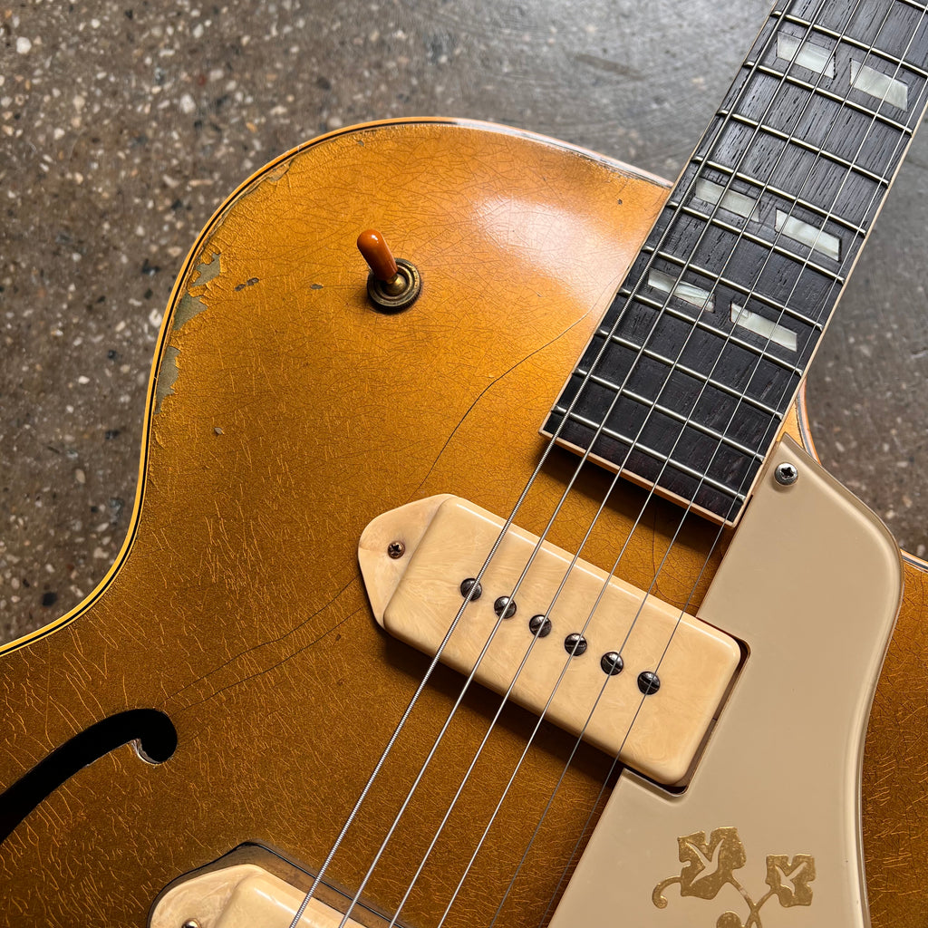 1956 Gibson ES-295 Hollow Body Vintage Electric Guitar All Gold with Fixed Arm Bigsby - 3