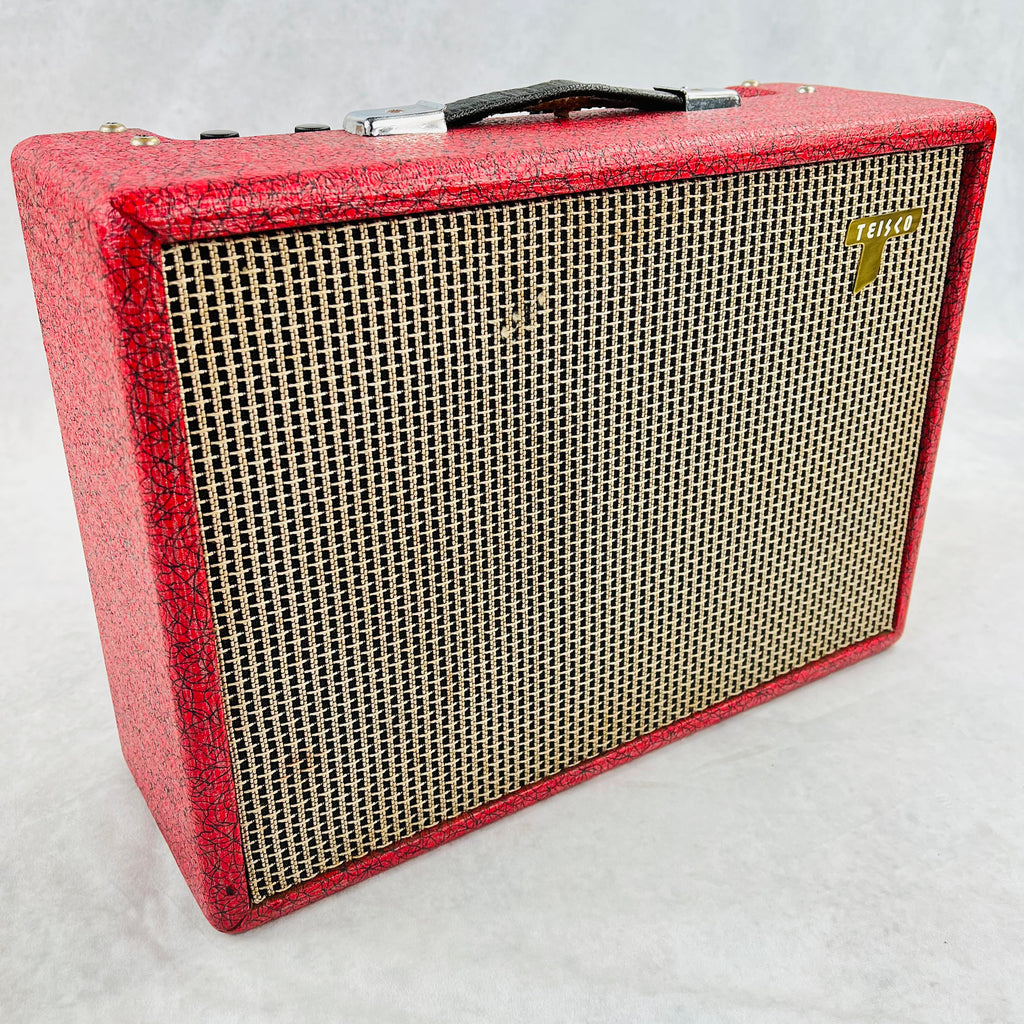 1960s Teisco 71R 1x6" Vintage Guitar Combo Tube Amplifier Tremolo Reverb Jensen - Red - 17