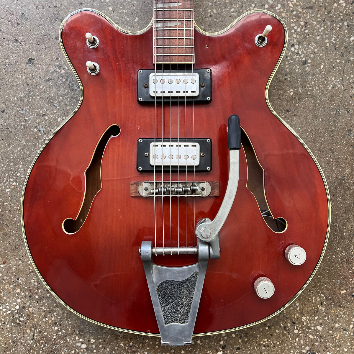 Teisco Vintage Hollowbody Electric Guitar 1960s Red Tone Wolf