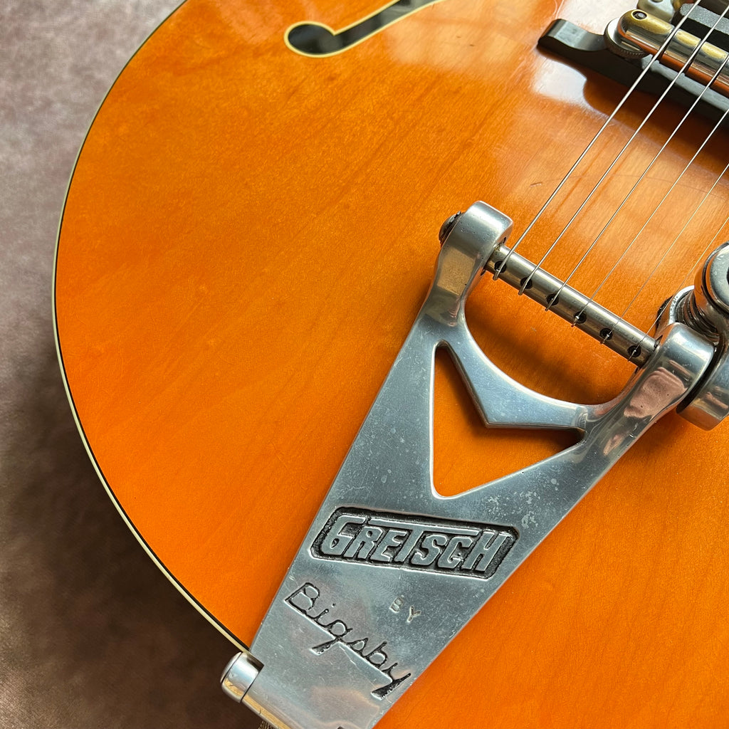 1962 Gretsch 6120 Chet Atkins Hollowbody Thinline Vintage Electric Guitar - Western Orange - 5