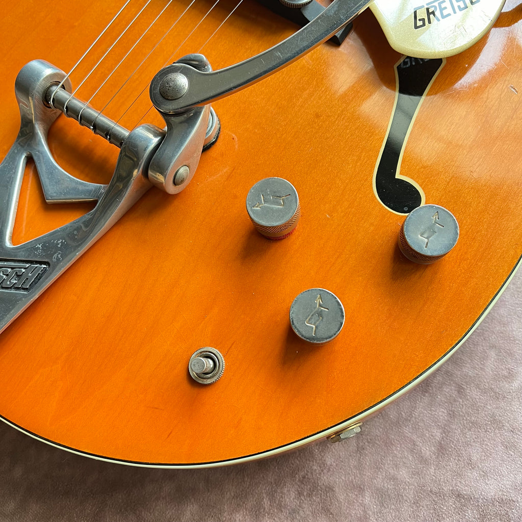 1962 Gretsch 6120 Chet Atkins Hollowbody Thinline Vintage Electric Guitar - Western Orange - 6