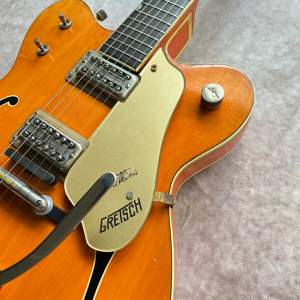 1962 Gretsch 6120 Chet Atkins Hollowbody Thinline Vintage Electric Guitar - Western Orange - 7