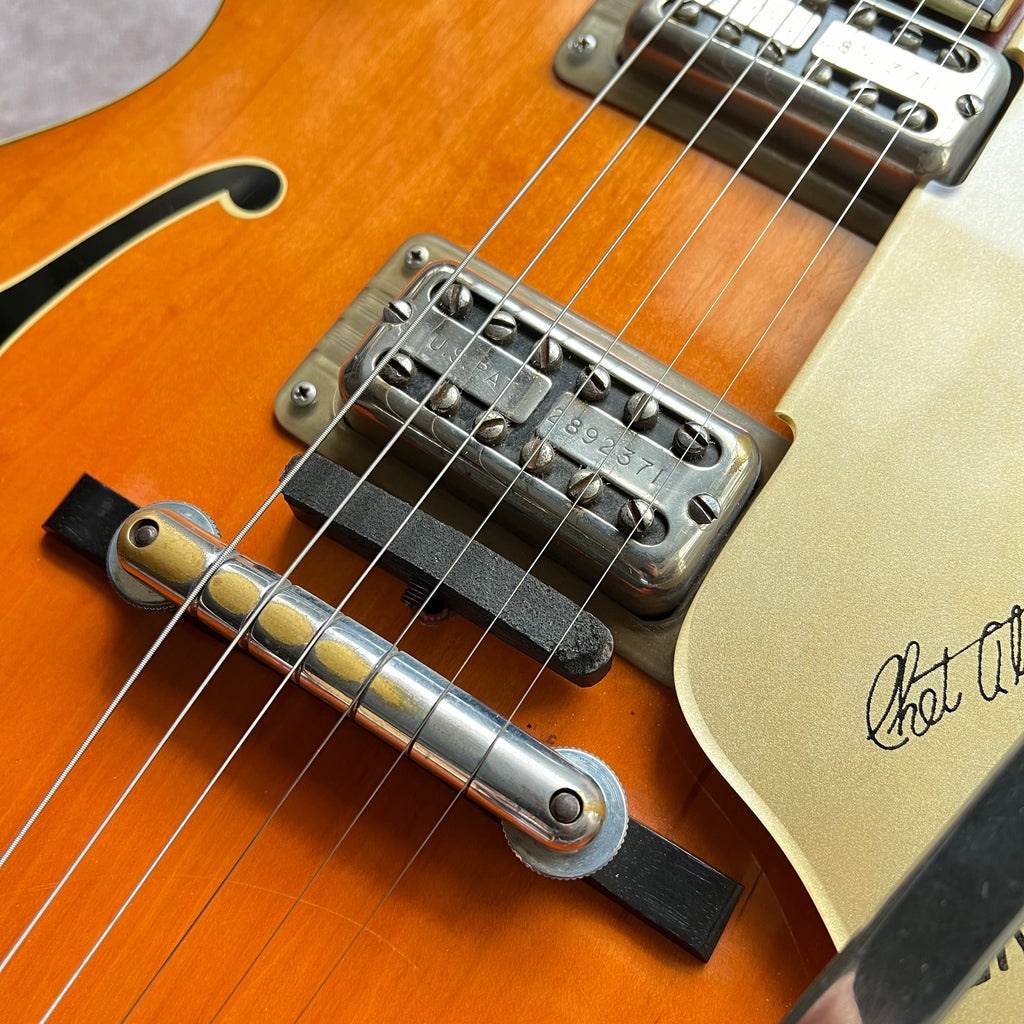 1962 Gretsch 6120 Chet Atkins Hollowbody Thinline Vintage Electric Guitar - Western Orange - 9