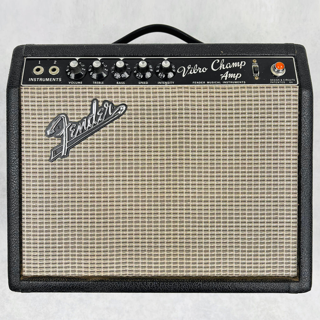 1965 Fender Vibro Champ Amp 1x8" Vintage Guitar Combo Amplifier Black - 1